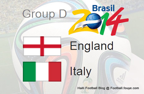 Groupe D - England vs. Italy - World Cup 2014 - PNG